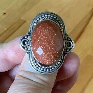 𝅺STERLING SILVER 925 SUN STONE WOMAN RING SIZE US 7.5​​